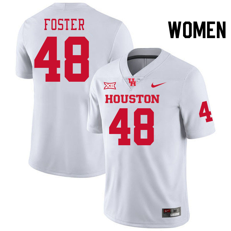 Women #48 Brock Foster Houston Cougars College Football Jerseys Stitched-White